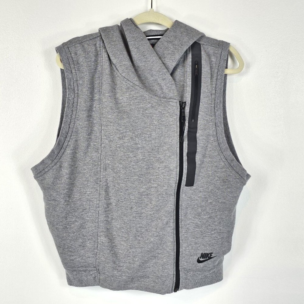 Nike Tech Fleece Vest Womens Size Medium Heather Gray Cape Hoodie Cotton Blend